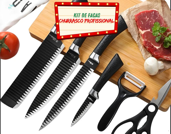 Kit de Facas Churrasco Profissional Pretas Kit de Facas Churrasco Profissional Pretas